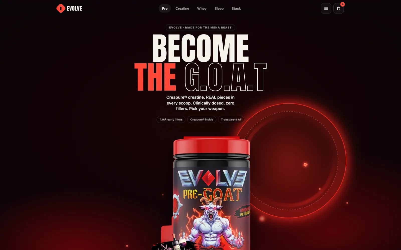 Evolve website homepage