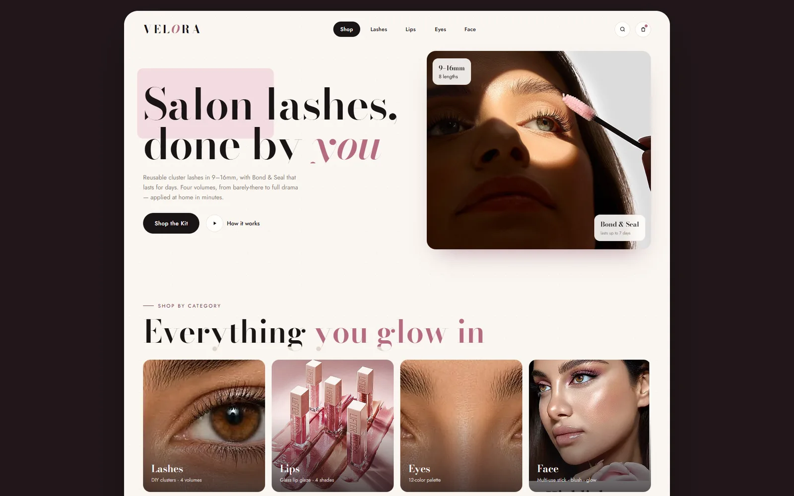 Velora website homepage
